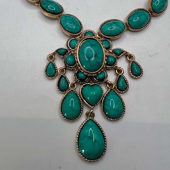 Amrita Singh Teal Cabochon Bohemian Statement Necklace - Picture 8 of 9